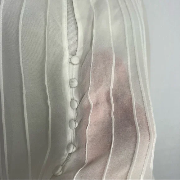 St. John Evening White Size Small Women’s Sheer 3/4 Sleeve Chiffon Top - Picture 4 of 7